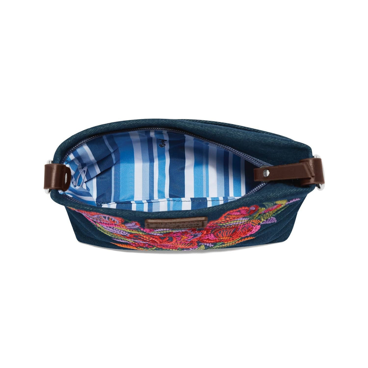 Love Bloom Denim Embroidered Pouch