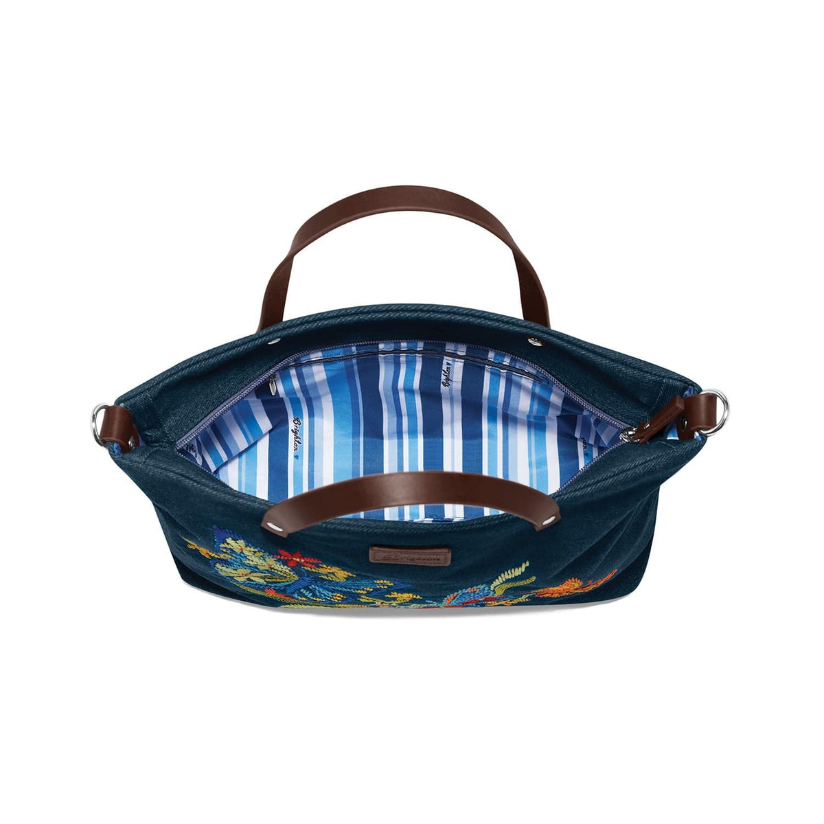Love Flutter Denim Embroidered Tote