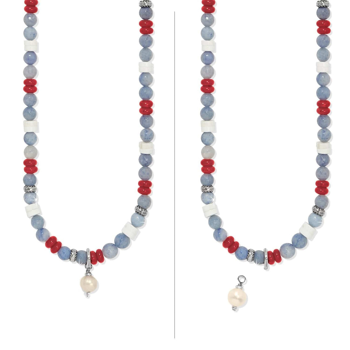 Americana Beach Pearl Charm Necklace