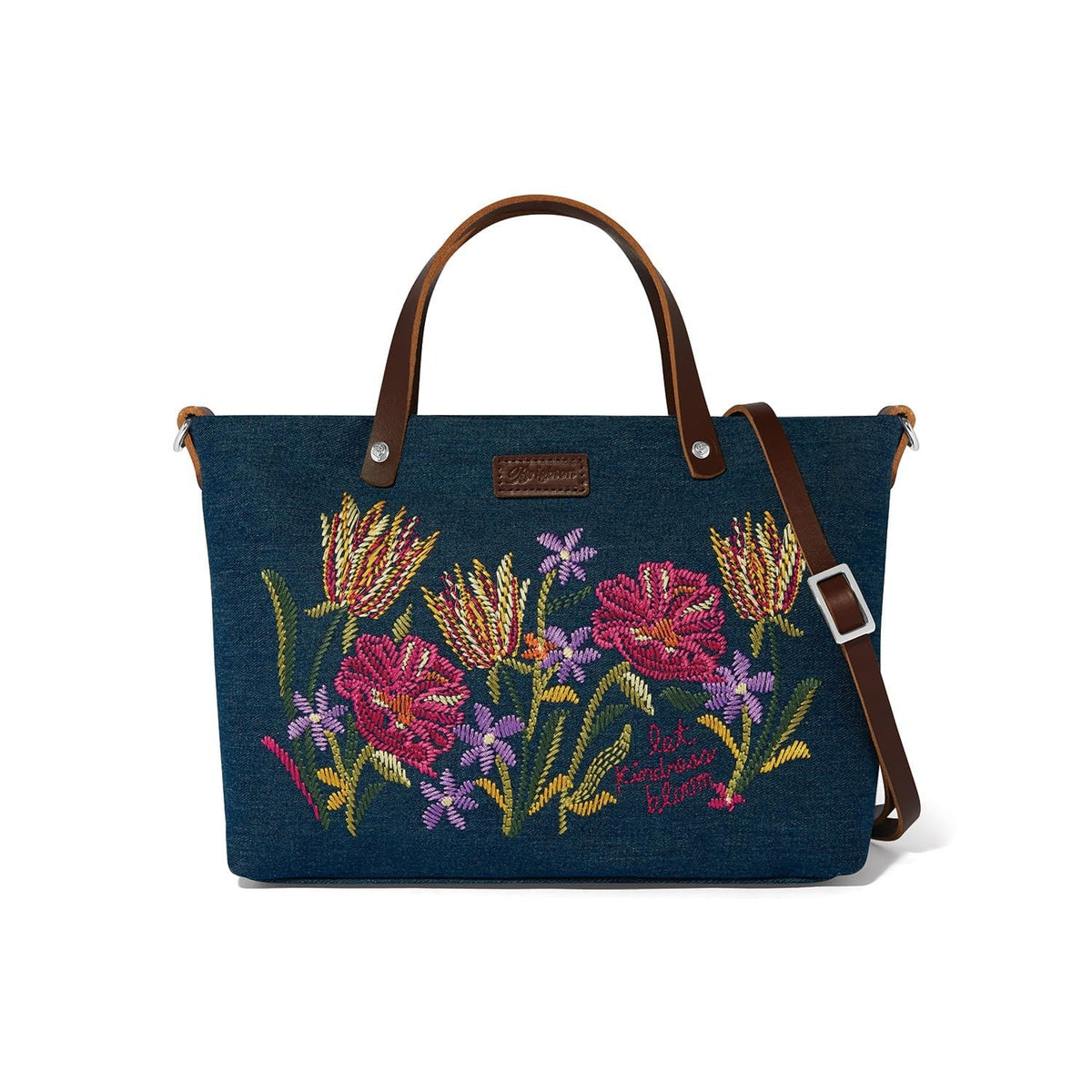 Tulip Garden Denim Embroidered Tote