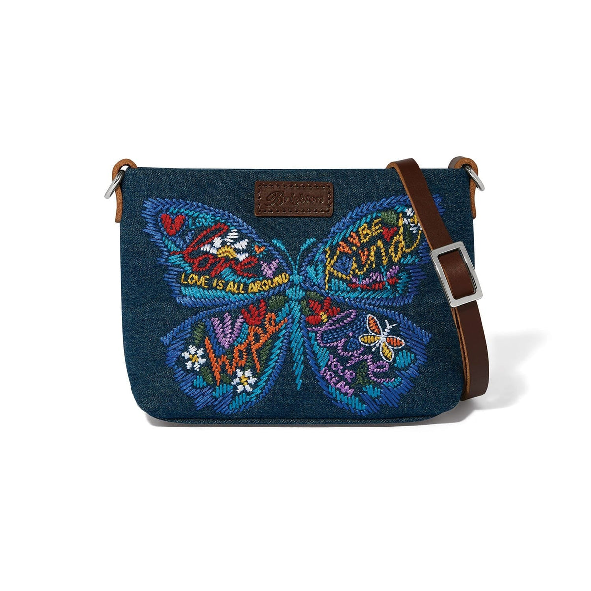Dream Wings Denim Embroidered Pouch