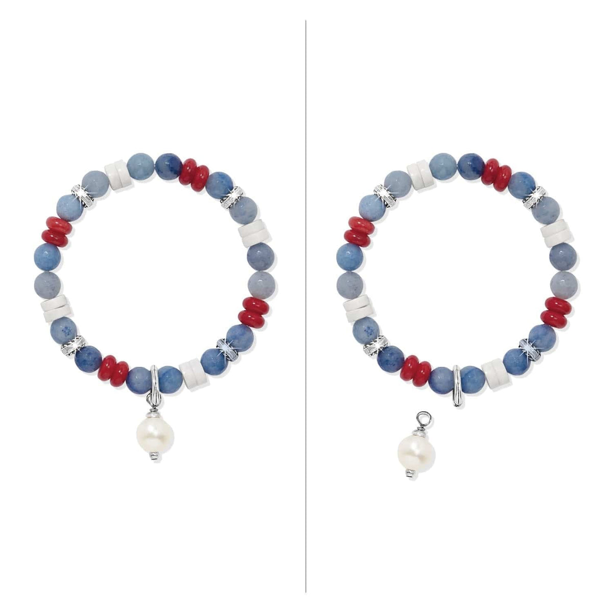 Americana Beach Pearl Charm Stretch Bracelet