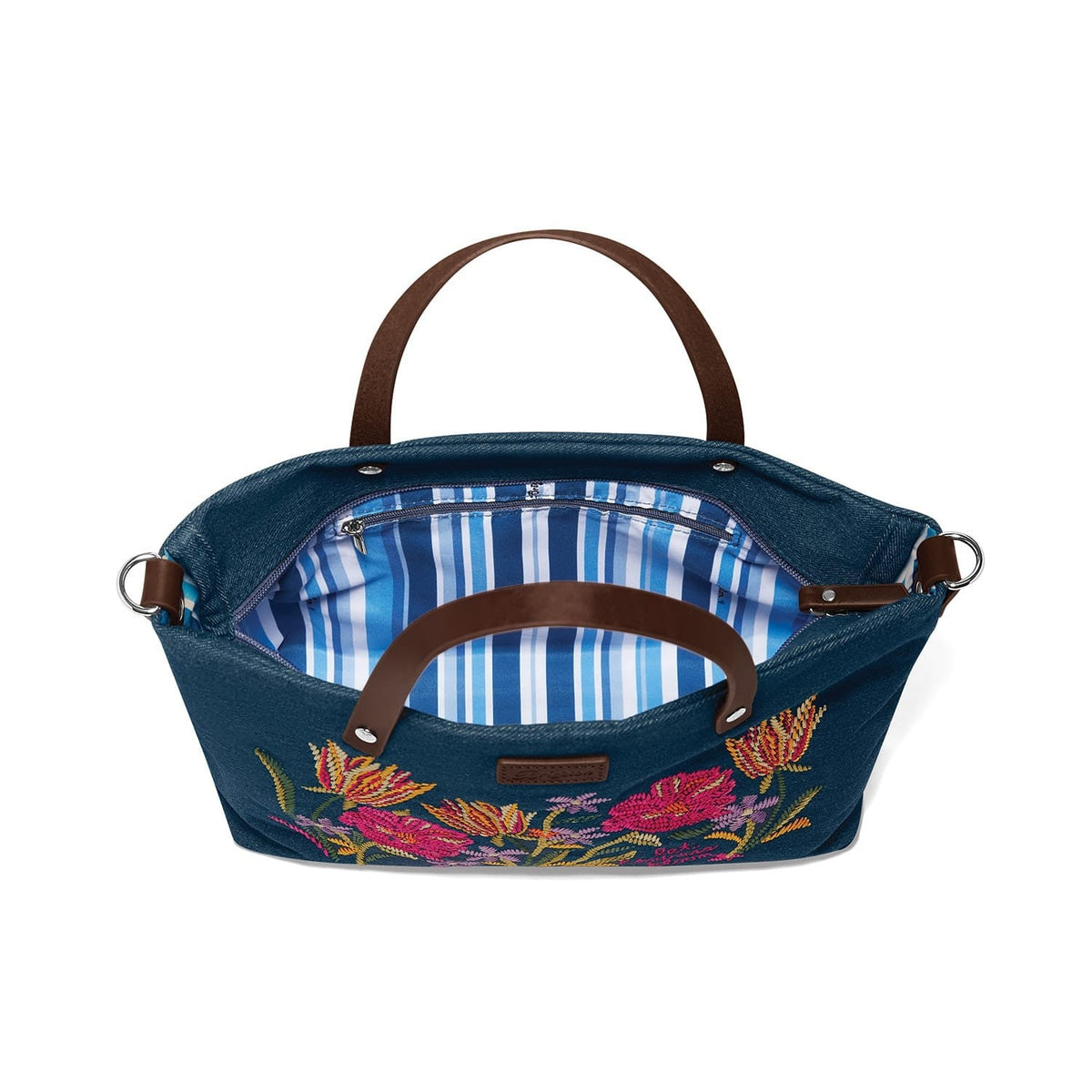 Tulip Garden Denim Embroidered Tote