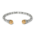 Pebble Link Two Tone Open Flex Cuff Bracelet