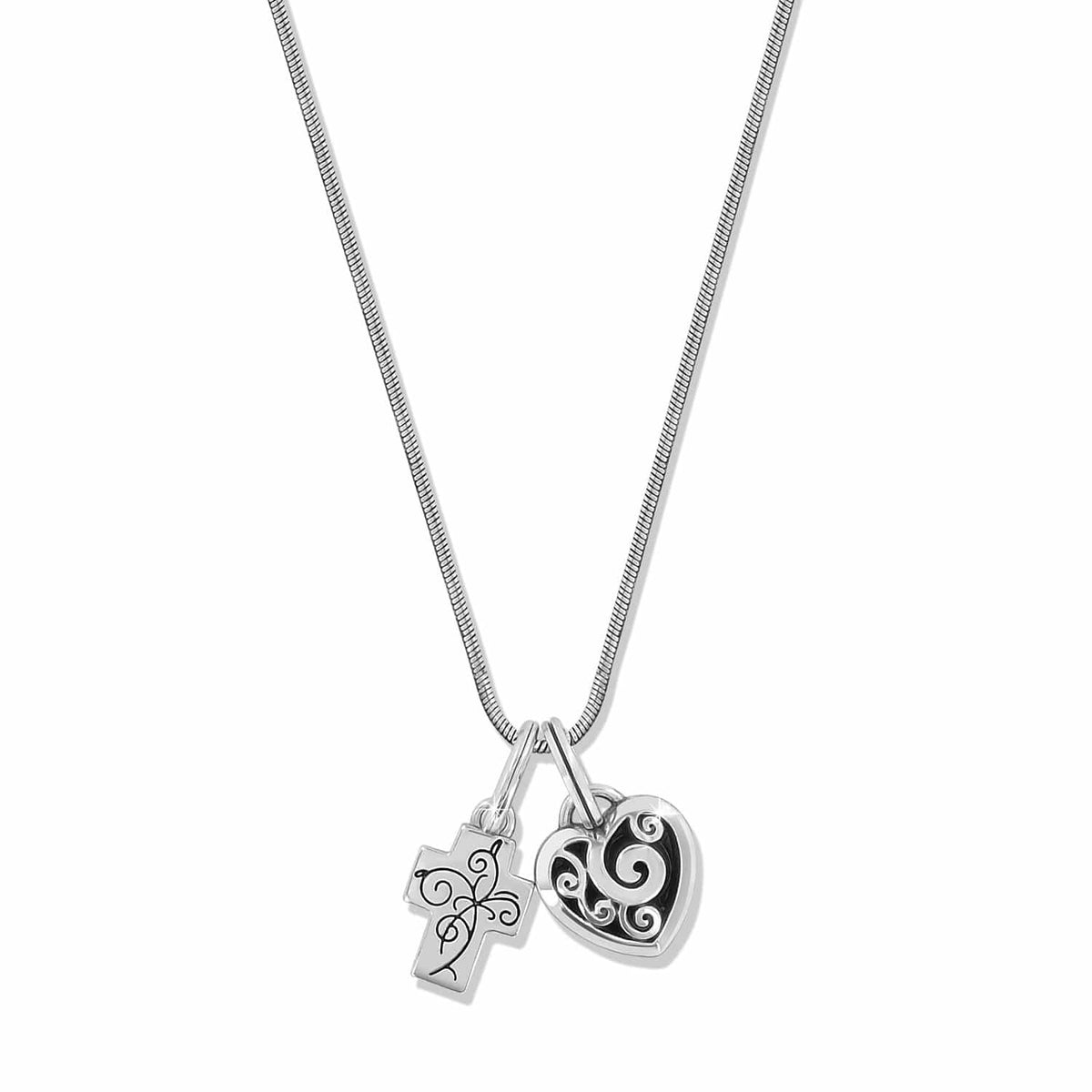 Power Of Pink Heart Cross Charm Necklace